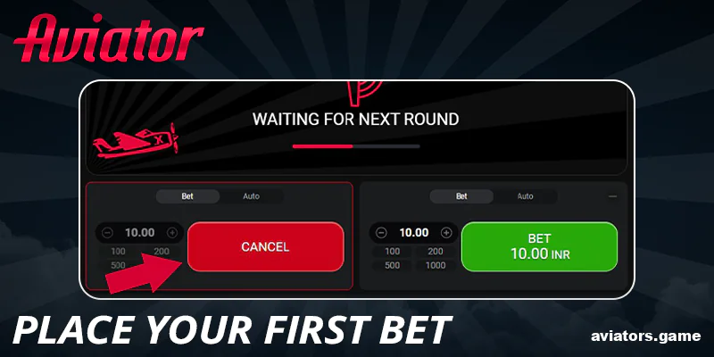 Place a bet in Aviator